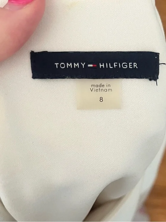 Tommy Hilfiger Sleeveless Colorblock Midi Dress in White, Taupe & Pink - Picture 2 of 2